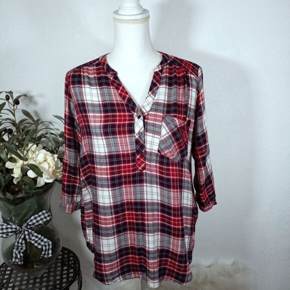 FOREVER 21 HI-LO FLANNEL BLOUSE SZ. S EUC - Picture 1 of 4